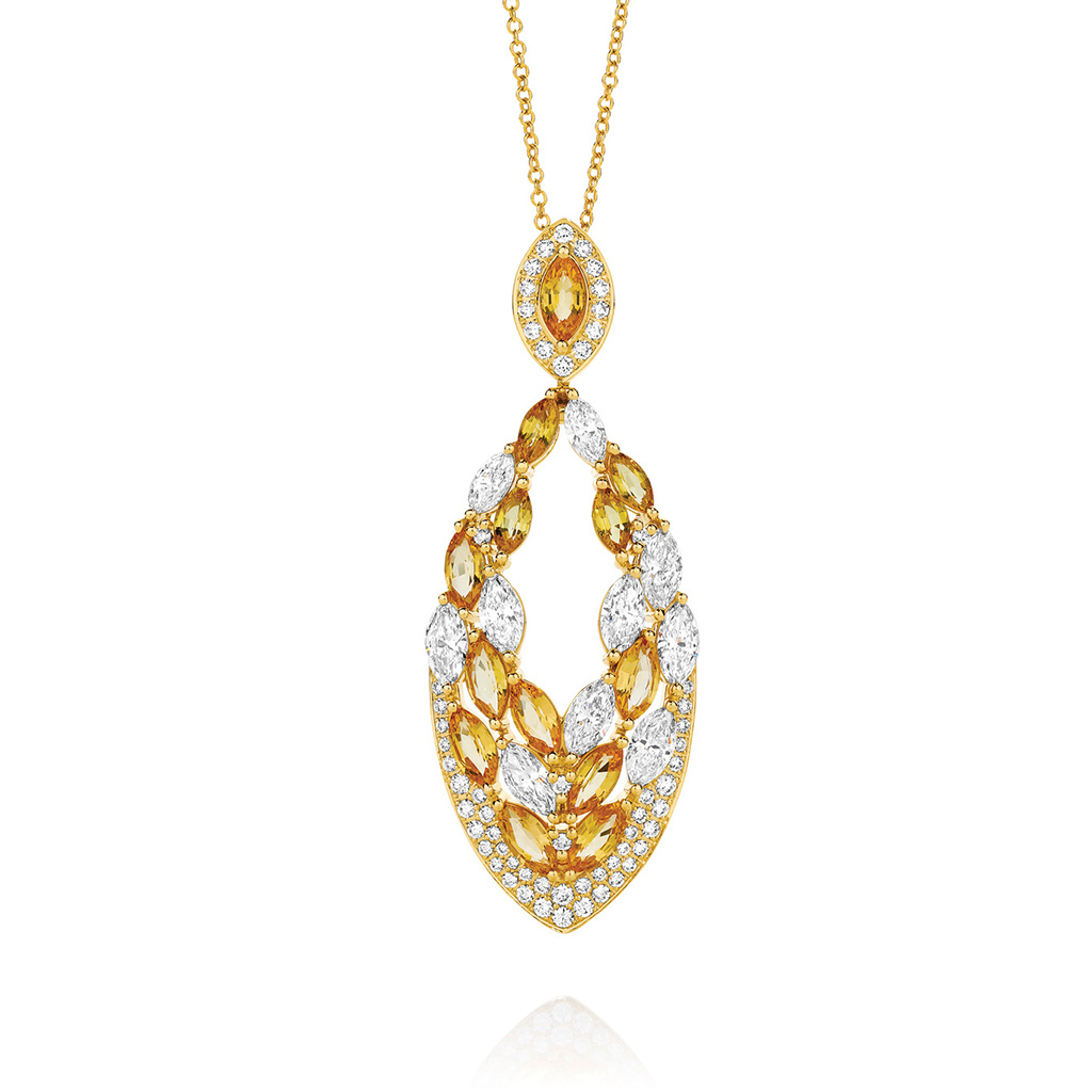 Yellow Sapphire and Diamond Cocktail Pendant