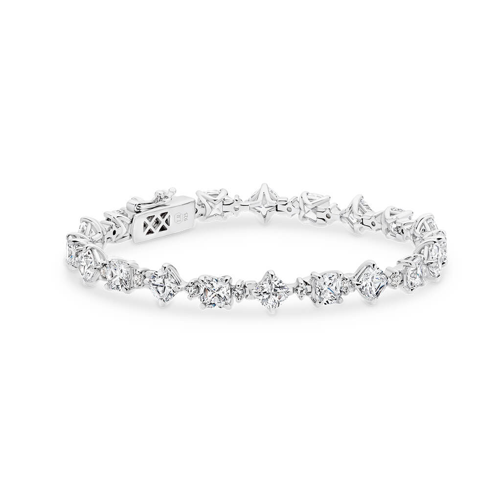 Cubic Zirconia Silver Cushion &#038; Round Eliza Bracelet