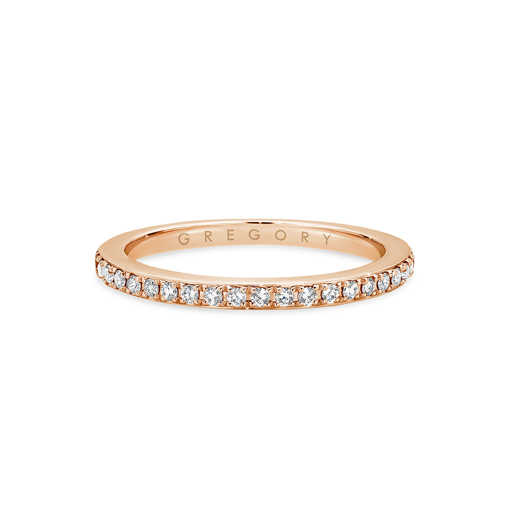 Fine Pave Set Diamond Band in Rose Gold