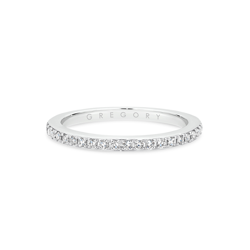 Fine Pave Set Diamond Band in White Gold