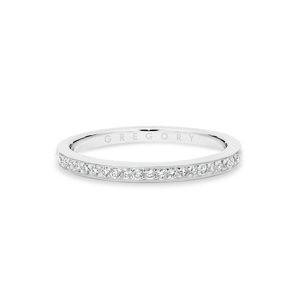 Fine Pave Set Diamond Band in White Gold