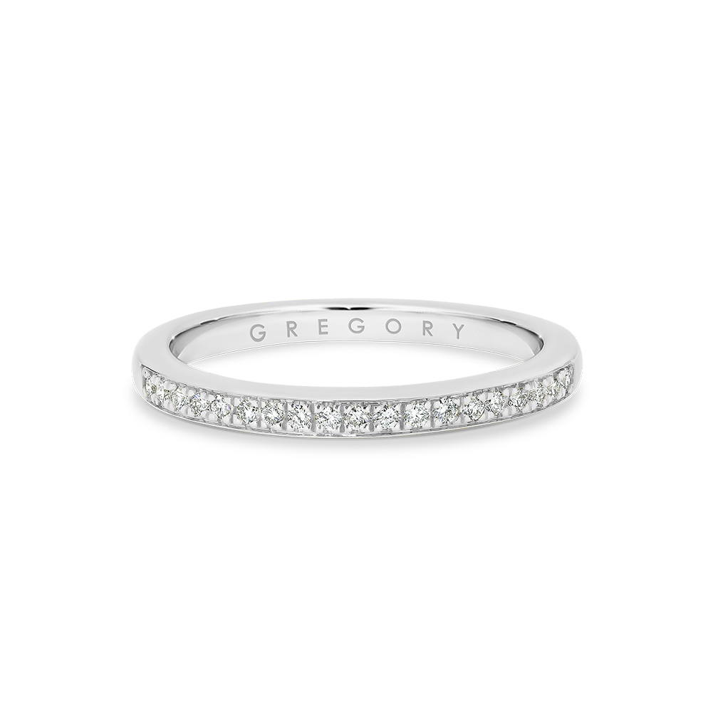 Fine Pave Set Diamond Band in White Gold