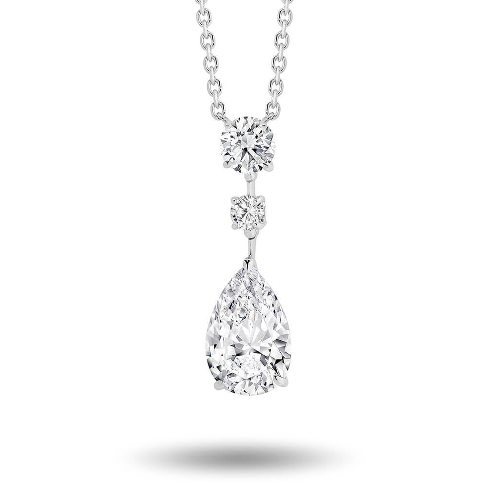 Cubic Zirconia Silver Pear &#038; Round Hazel Necklace