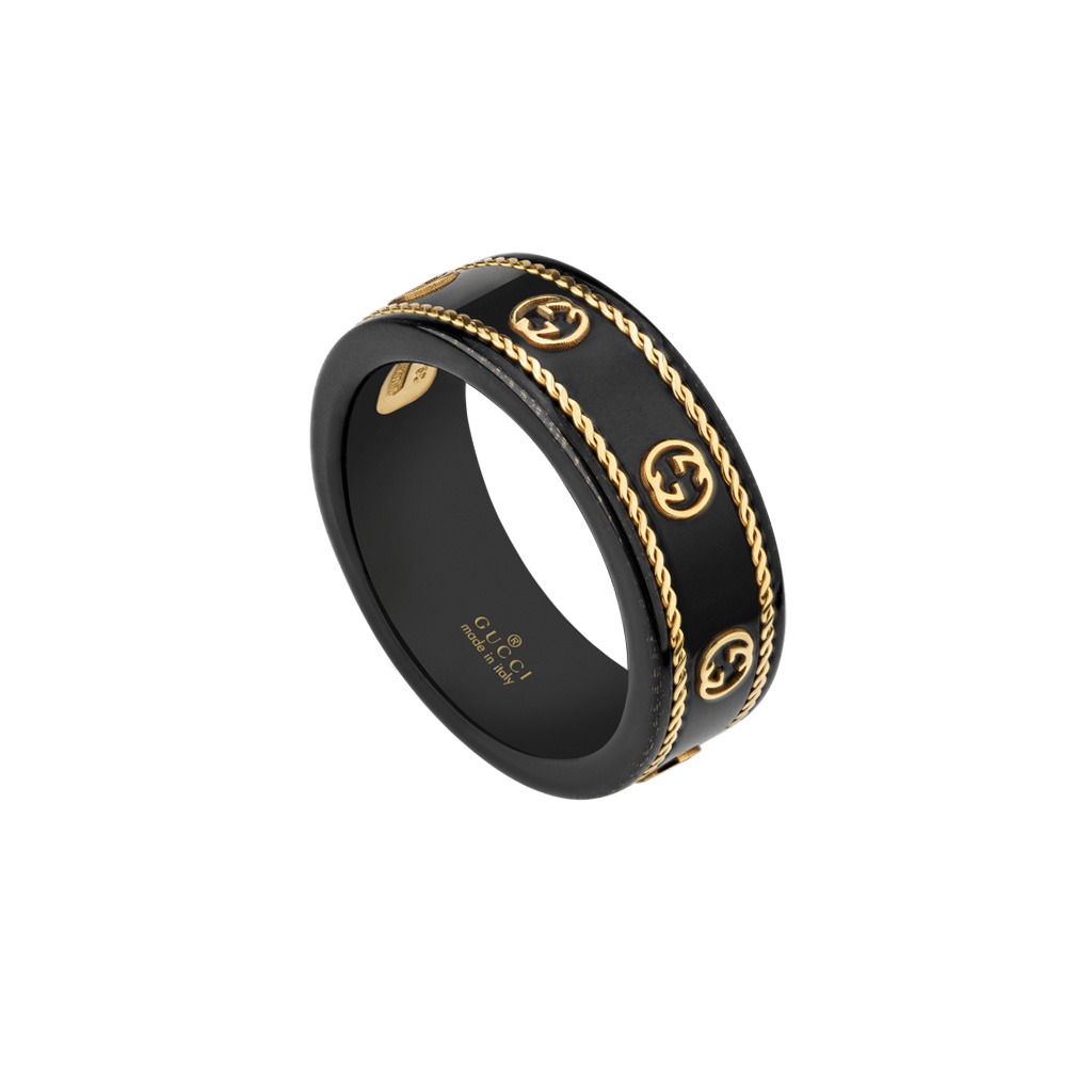 Gucci Icon Ring with Yellow Gold Interlocking G