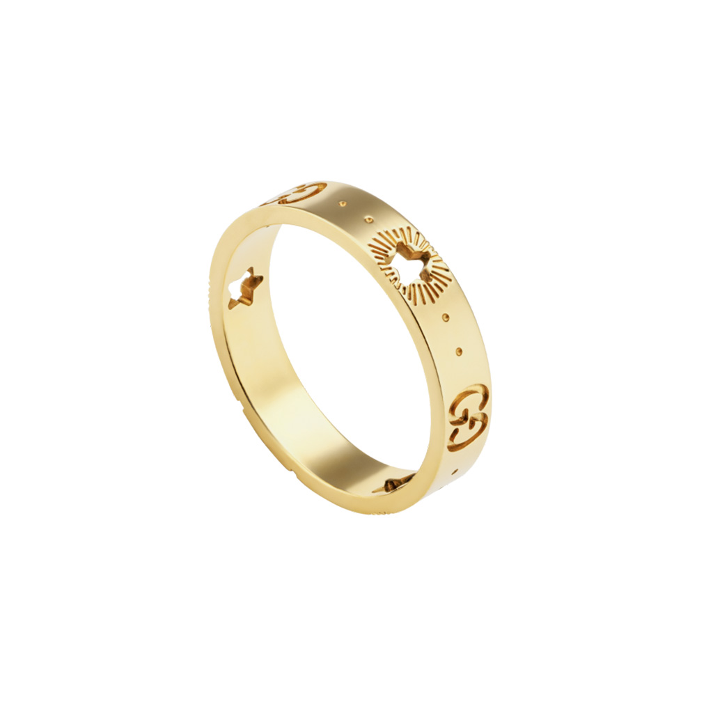 Gucci Icon Yellow Gold Ring With Stars