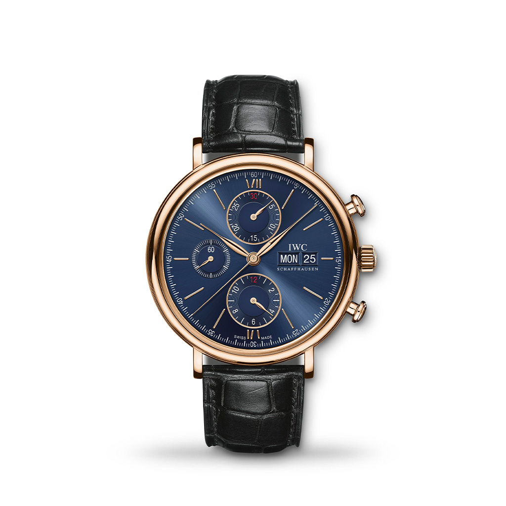 IWC Portofino Chronograph Blue Dial 42mm Leather Strap