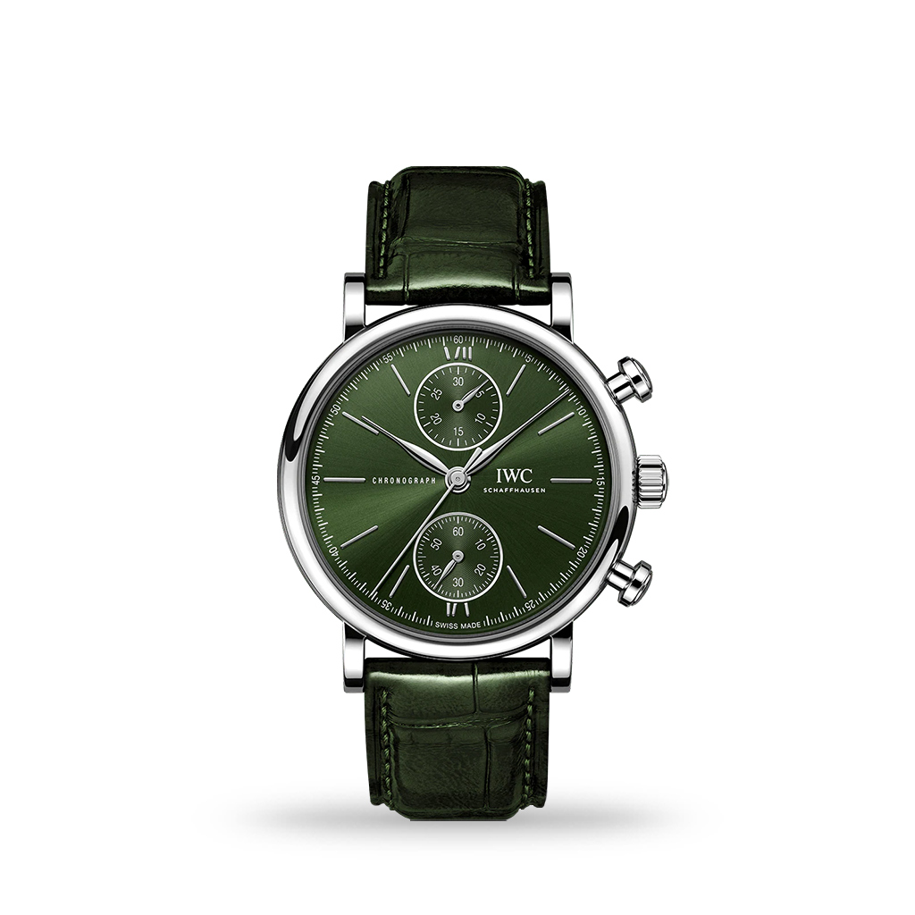 IWC Portofino Chronograph 39mm Green Leather Strap