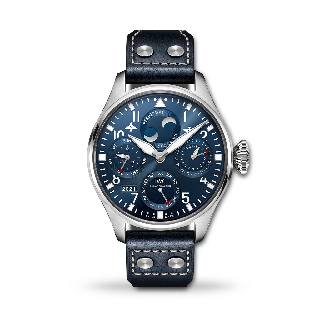 IWC Pilot&#8217;s Perpetual Calendar Automatic Blue Dial 46mm Calfskin Strap