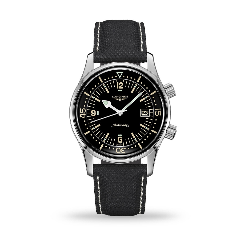 Longines Legend Diver Automatic Black Dial 42mm Leather Strap