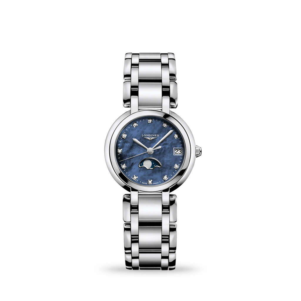 Longines PrimaLuna 30mm Automatic Blue Mother-of-Pearl MoonPhase Bracelet