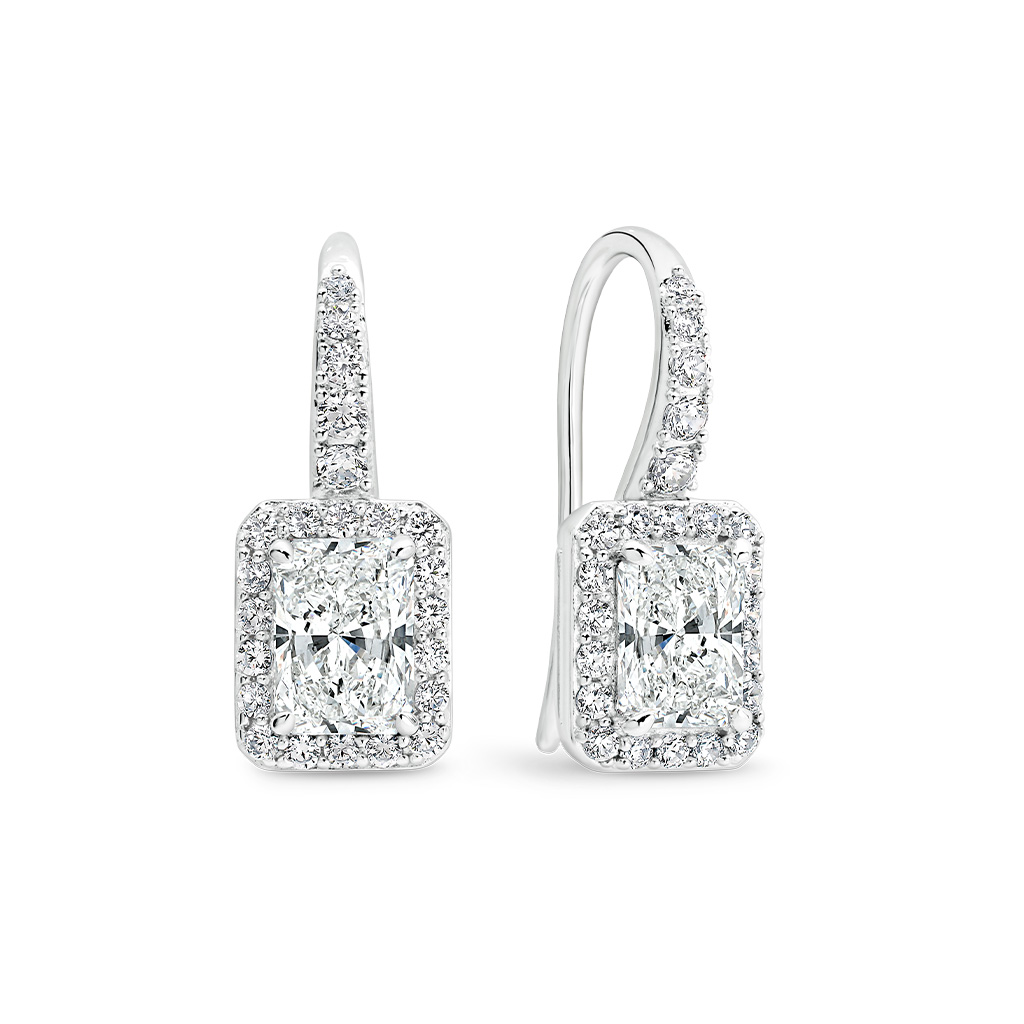 Cubic Zirconia Silver Halo Tina Earrings