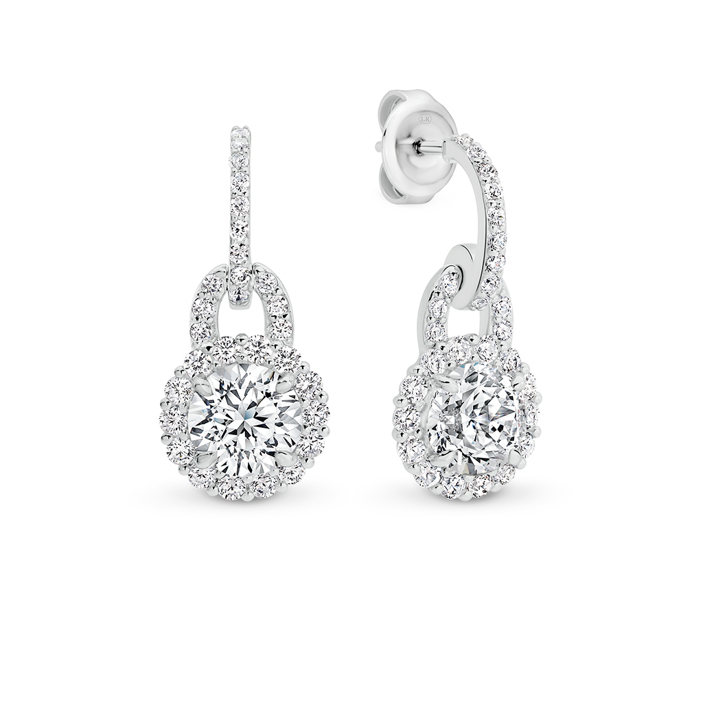 Cubic Zirconia Silver Round Halo Sarah Rose Earrings