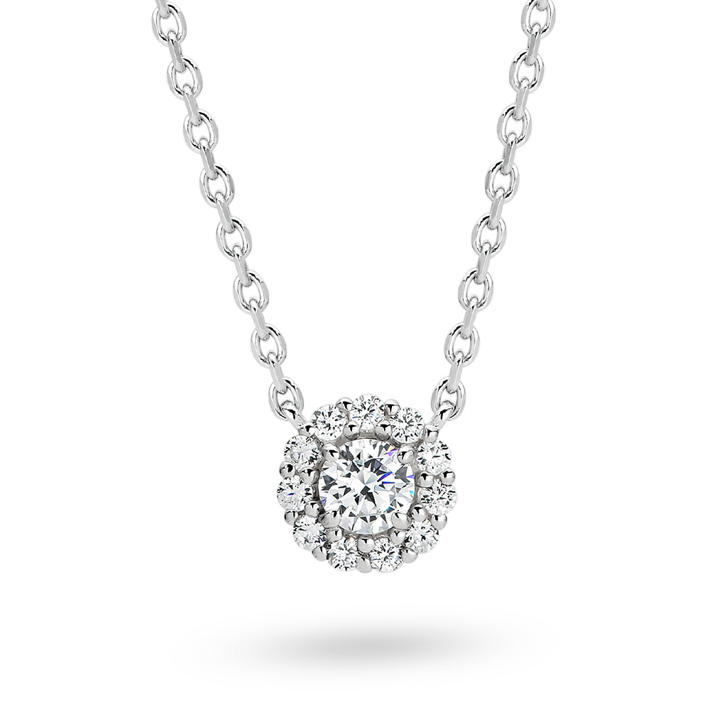 Cubic Zirconia Silver Small Halo Faith Pendant