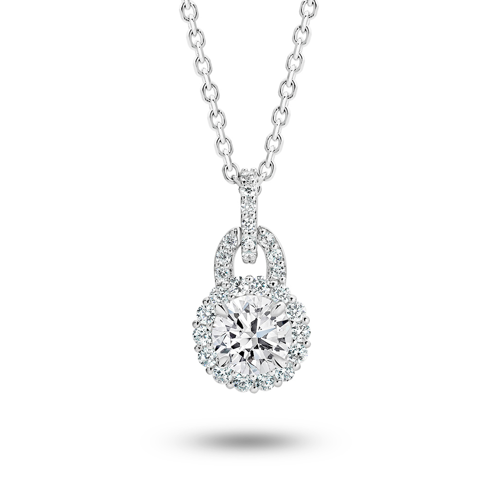 Cubic Zirconia Silver Round Halo Sarah Rose Pendant