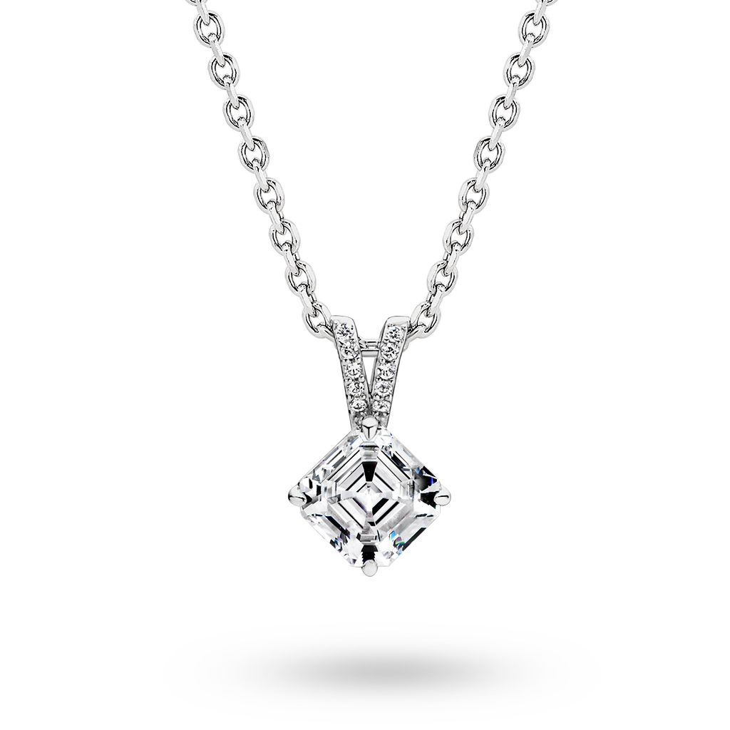 Cubic Zirconia Silver Asscher Valencia Pendant