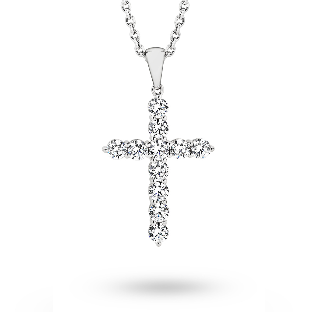 Cubic Zirconia Silver Large Cross Deborah Pendant