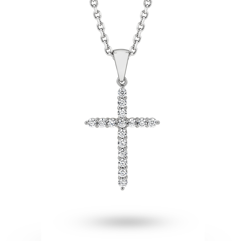 Cubic Zirconia Silver Medium Cross Esther Pendant