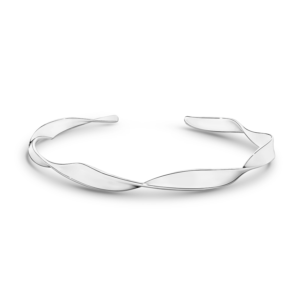 Annabelle Ribbon Twist Silver Cuff Bangle