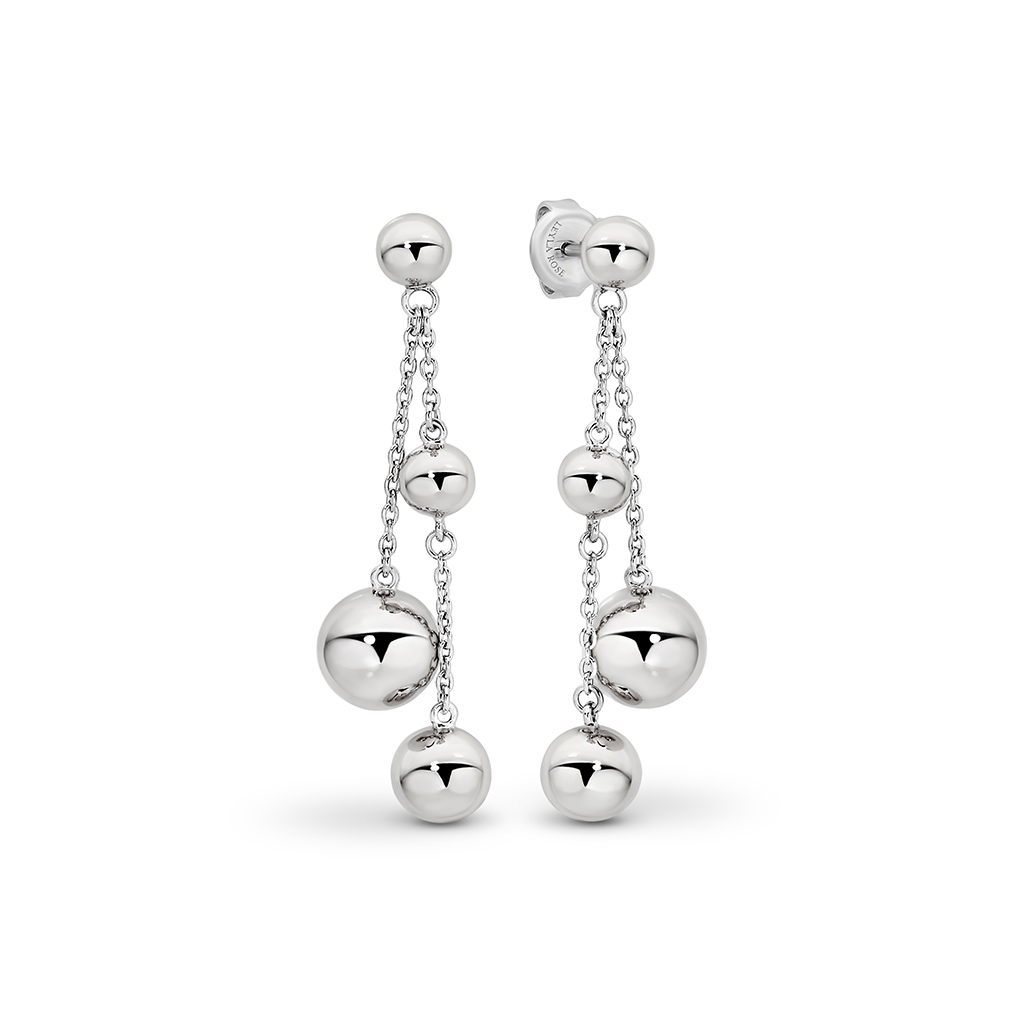 Aphrodite Floating Ball Silver Drop Earrings