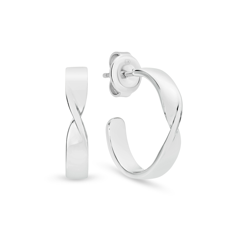 Halle Flat Twist Silver Hoop Earrings &#8211; Small