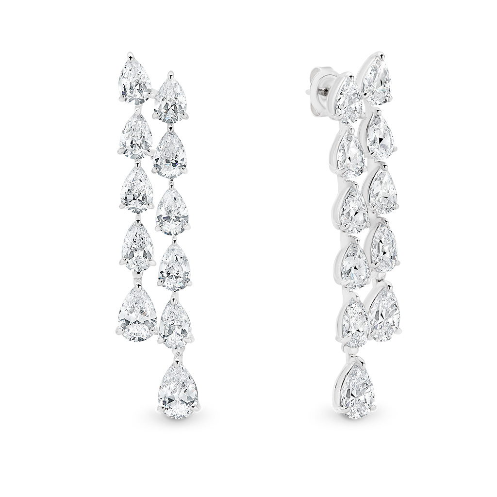 Cubic Zirconia Silver Twin Drop Mariah Earrings