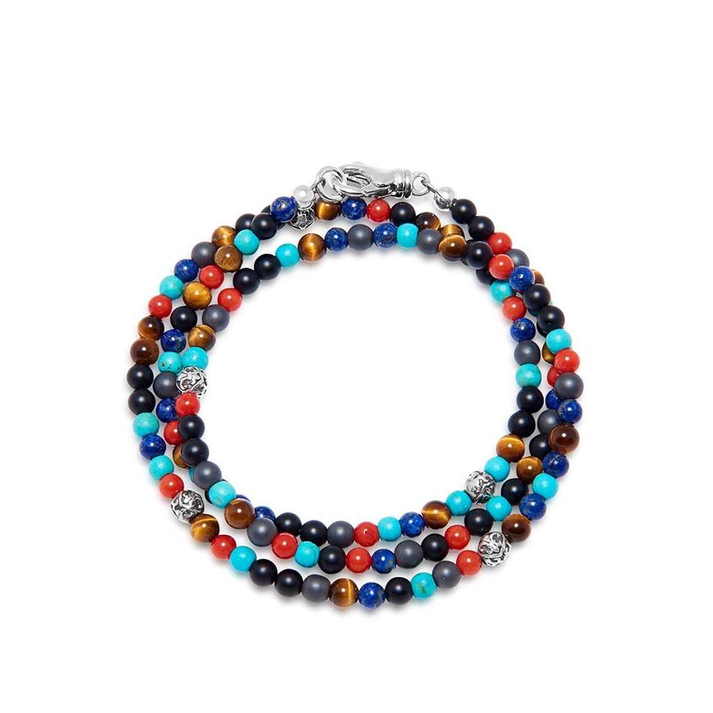 Nialaya The Mykonos Collection &#8211; Turquoise, Red Glass Beads, Blue Lapis, Hematite and Onyx