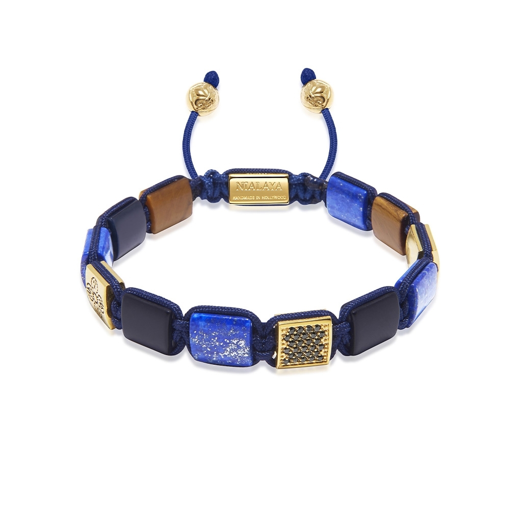 Nialaya The Dorje Flatbead Collection &#8211; Blue Lapis, Matte Onyx, and Brown Tiger Eye