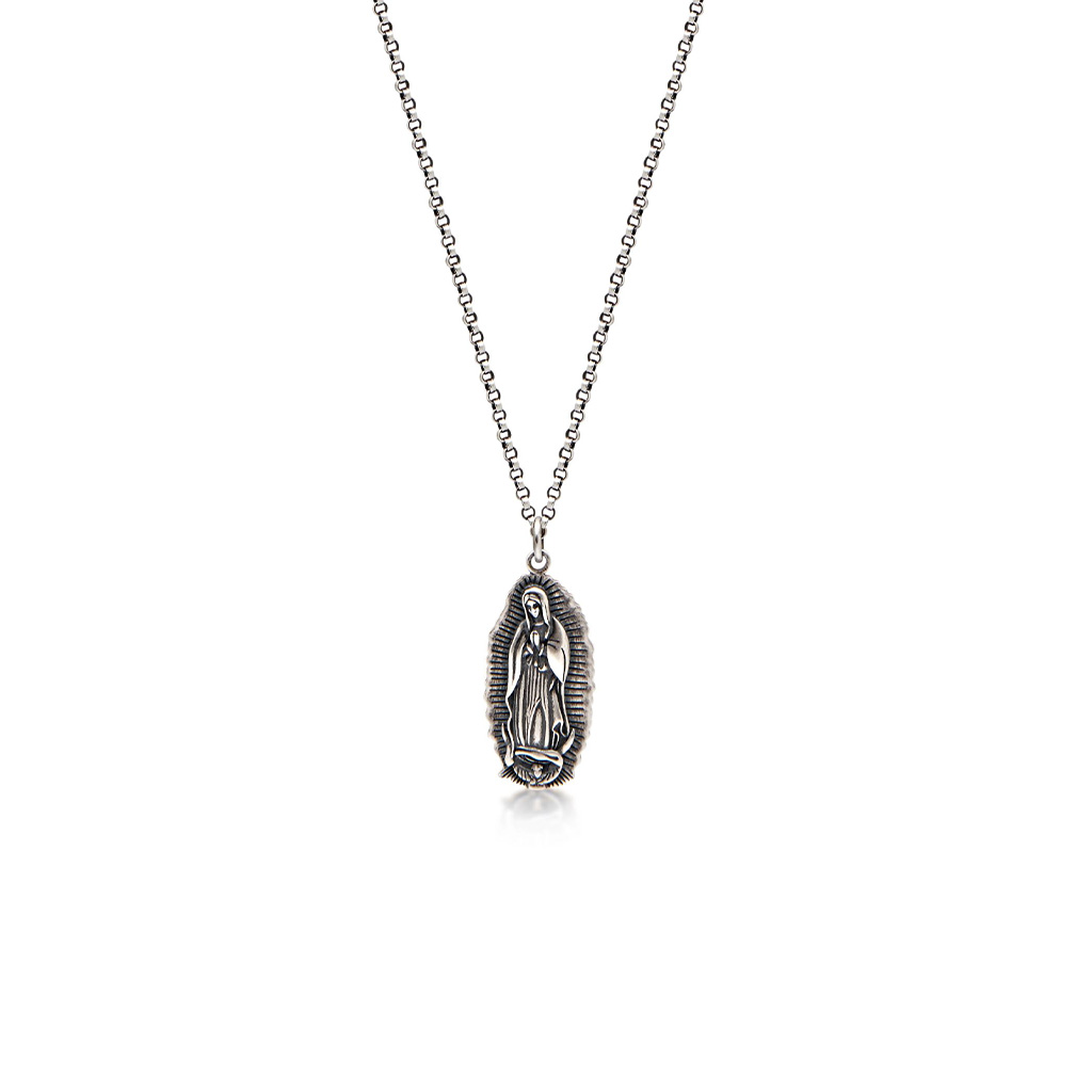 Nialaya Men&#8217;s Necklace with Our Lady of Guadalupe Pendant