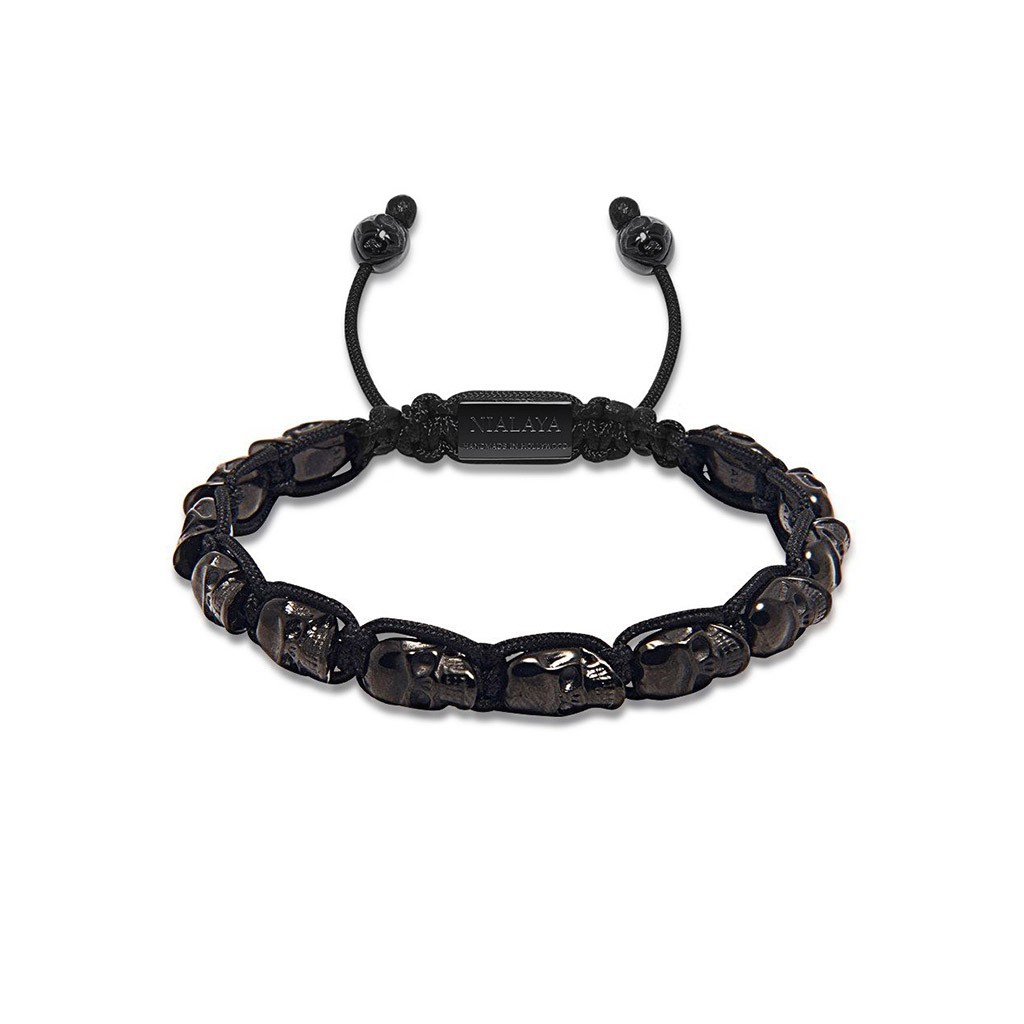 Nialaya Black Skull Beaded Bracelet