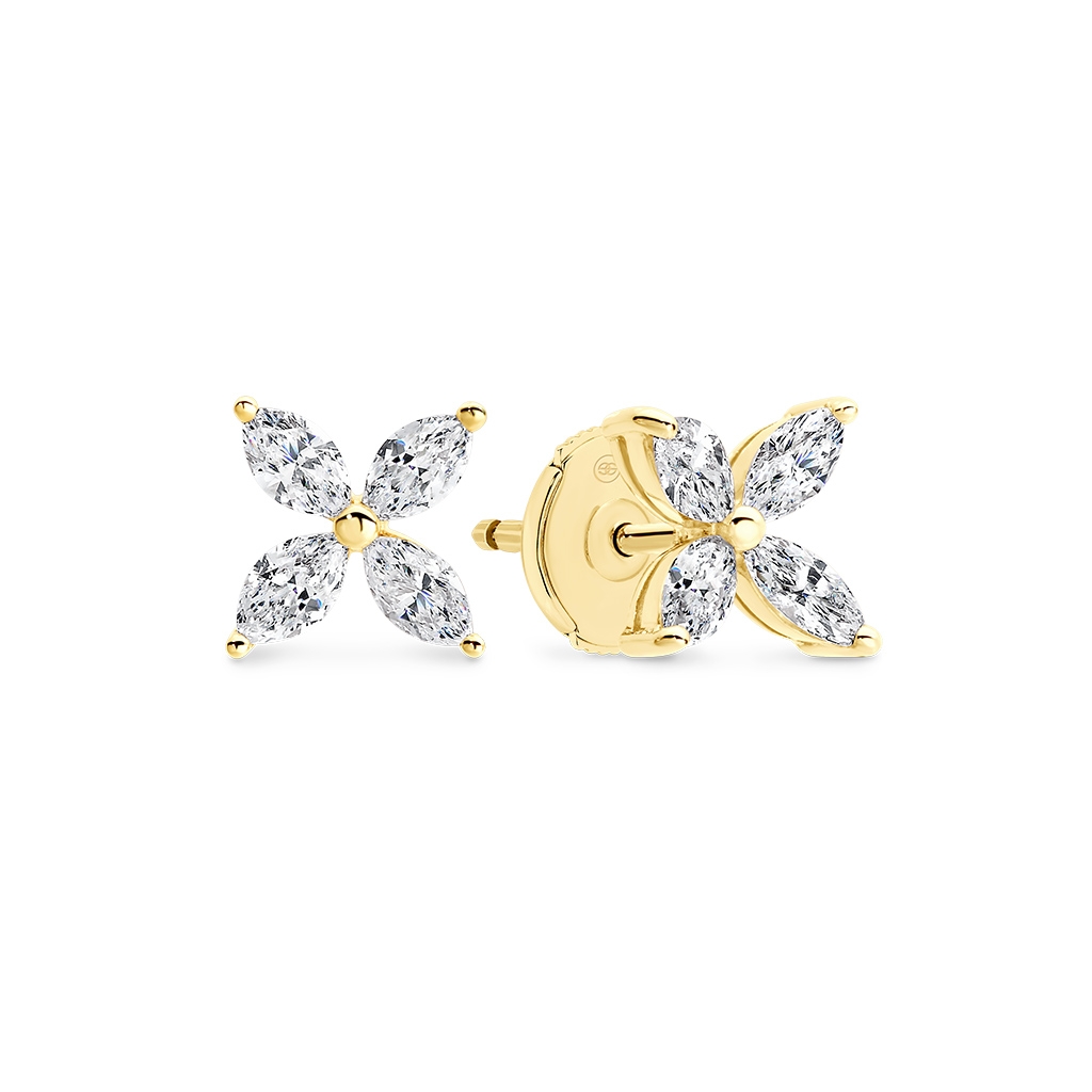 Marquise Flower Diamond Stud Earrings