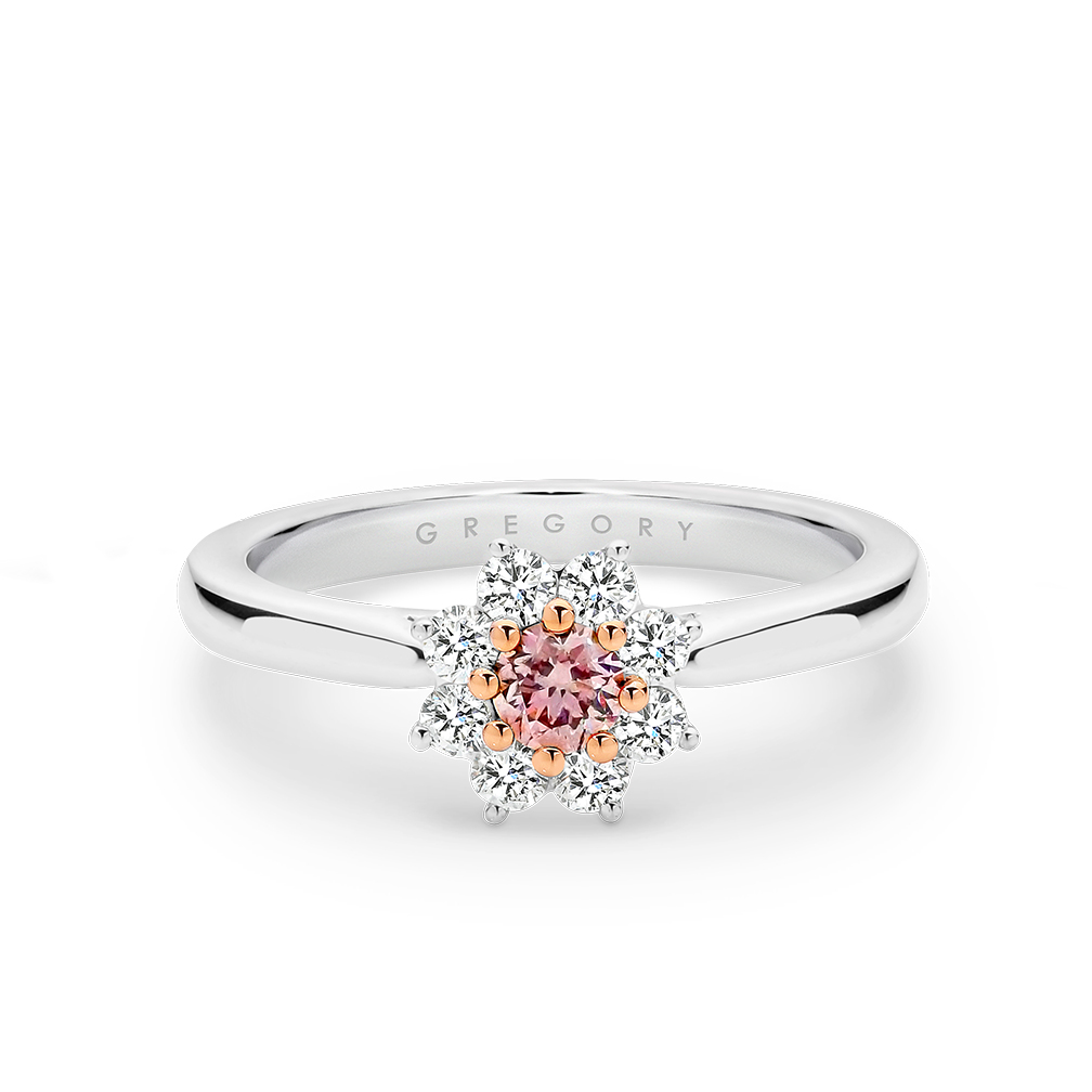 Natural Fancy Pink &#038; White Diamond Cluster Ring