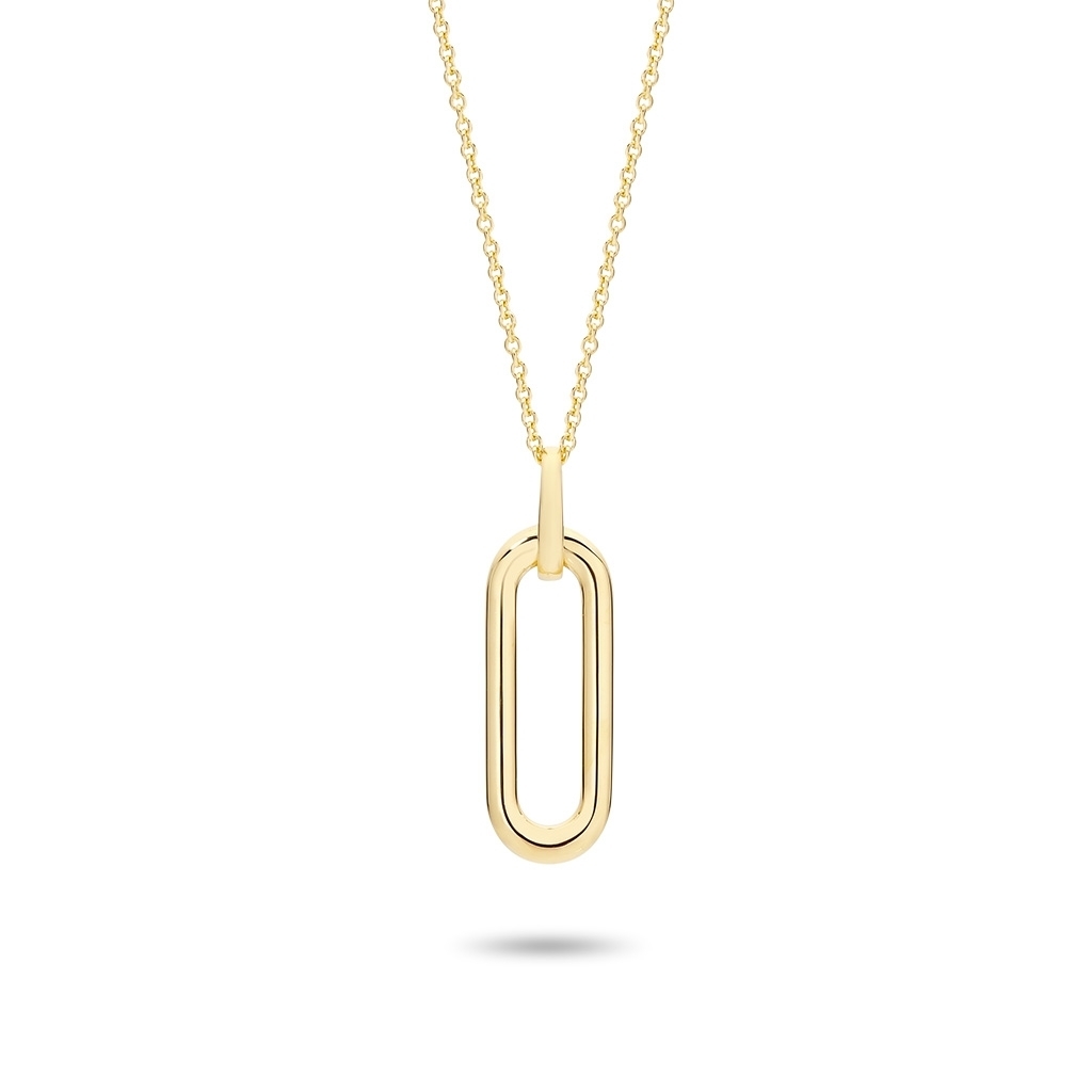 Oval Link Plain Gold Drop Pendant