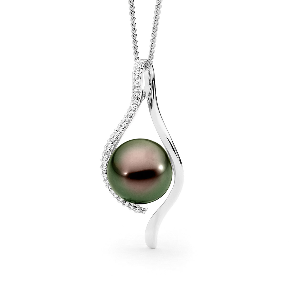 Allure Tahitian Pearl &#038; Diamond Wishbone Pendant