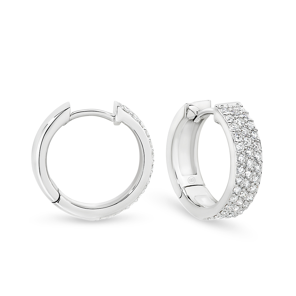 Pave Diamond Hoop Earrings