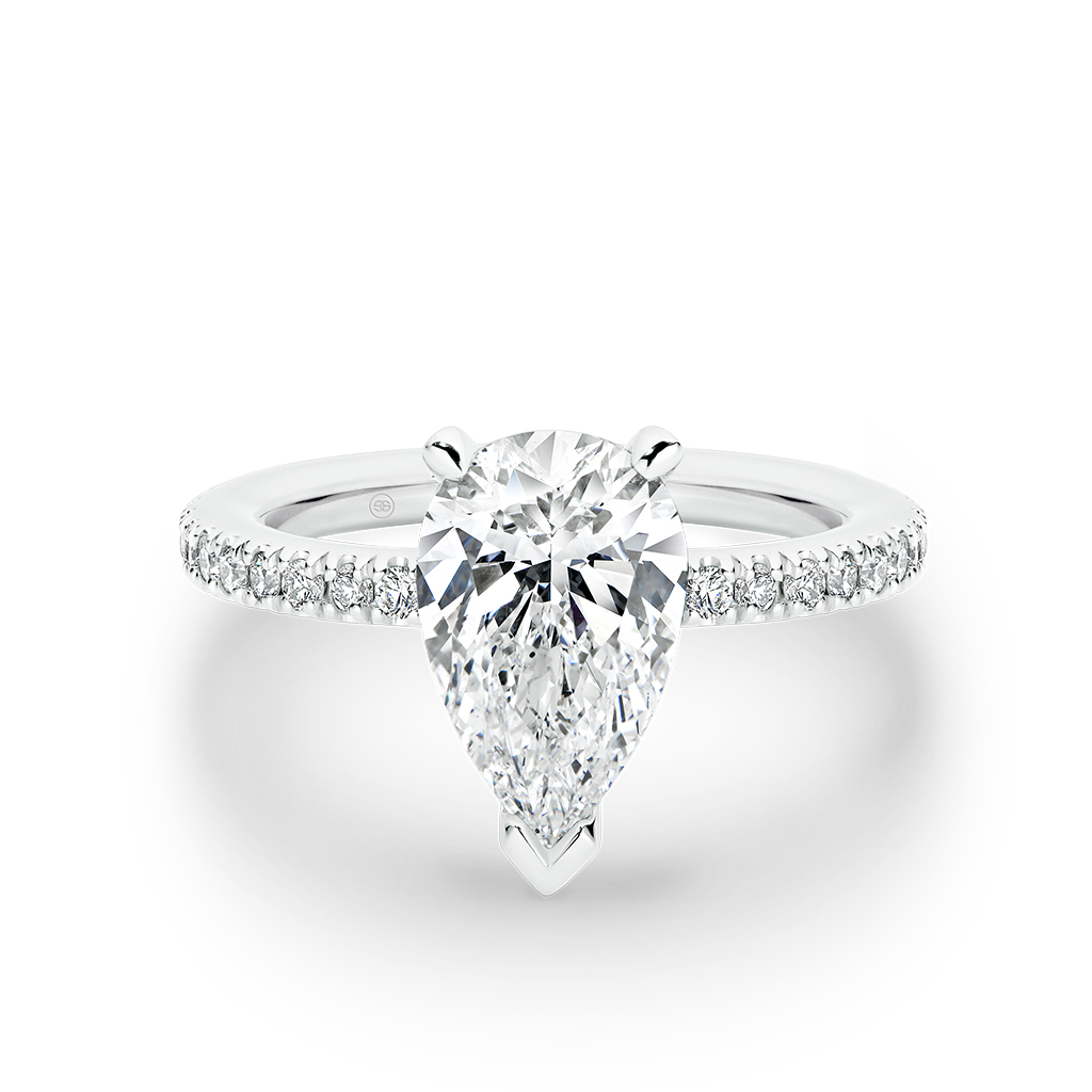 Pear Shape Diamond Band Engagement Ring