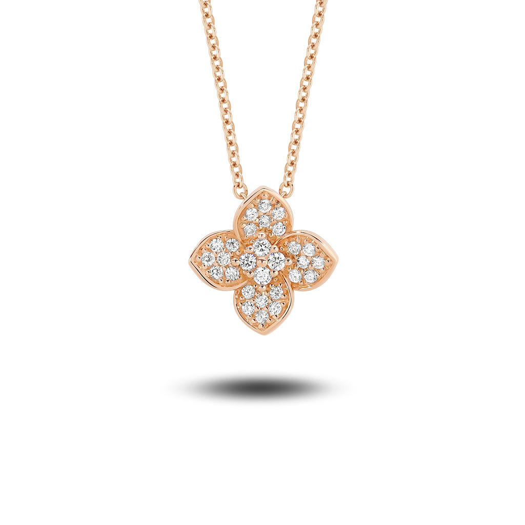 18K Rose Gold Diamond Petal Pendant