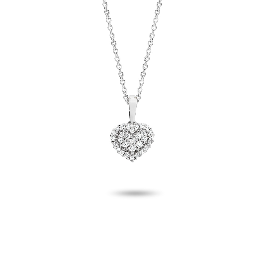 Petite Heart Diamond Cluster Pendant in White Gold