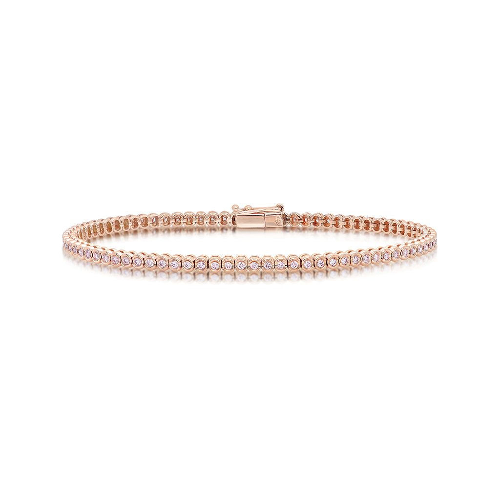 Kimberley White &#038; Argyle Pink Diamond Calla Tennis Bracelet in Rose Gold