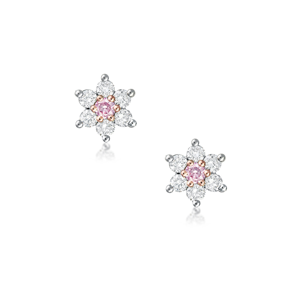 Kimberley White &#038; Argyle Pink Peony Petite Earrings