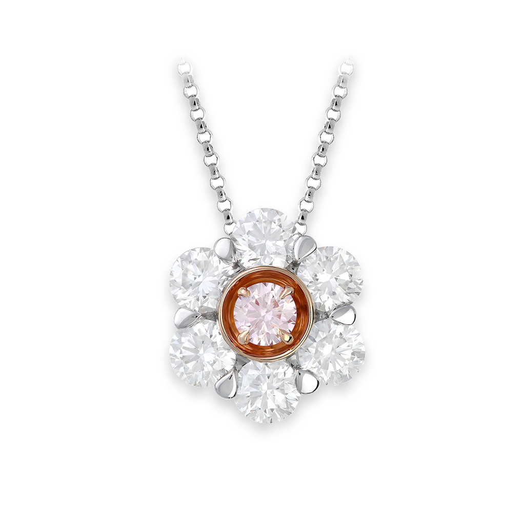 Kimberley White &#038; Argyle Pink Diamond Peony Pendant