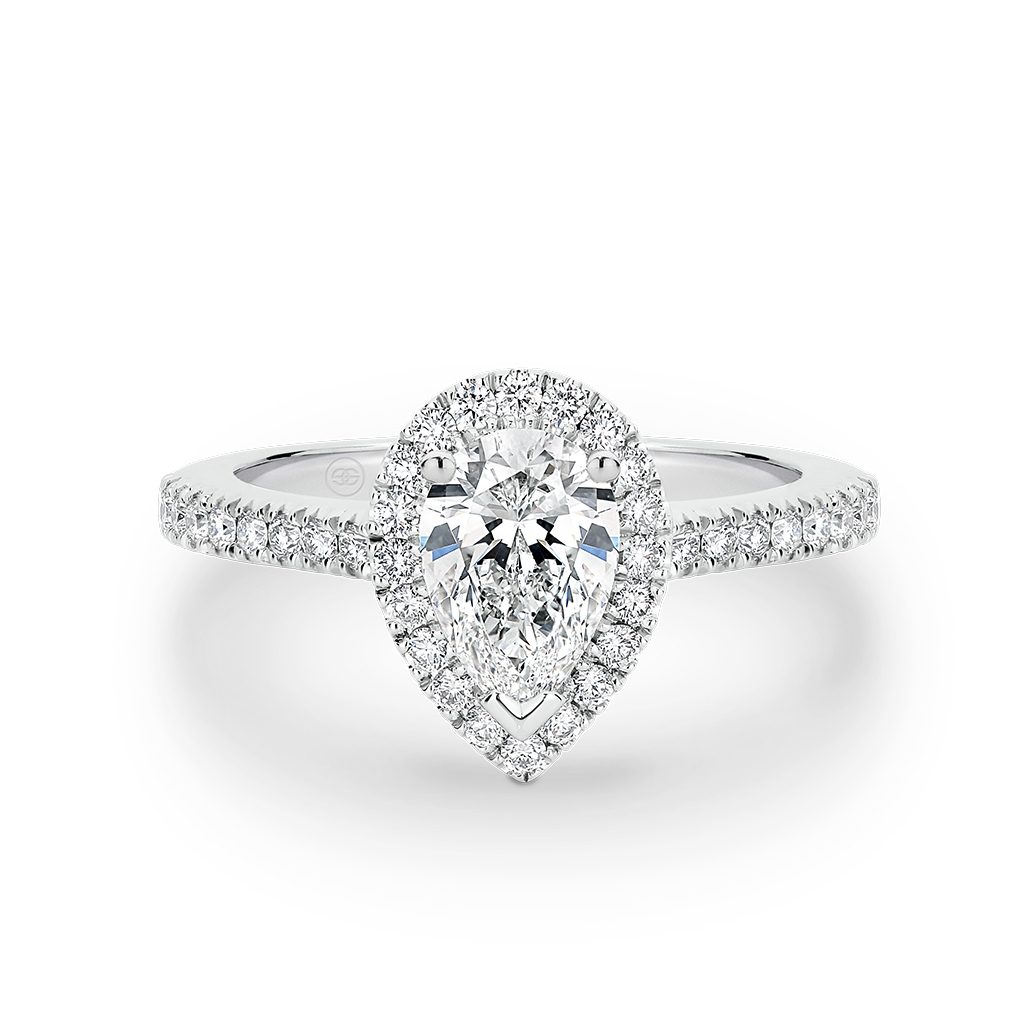 Pear Shape Halo Diamond Engagement Ring