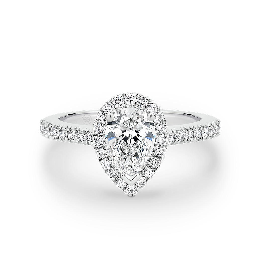 Pear Shape Halo Diamond Engagement Ring