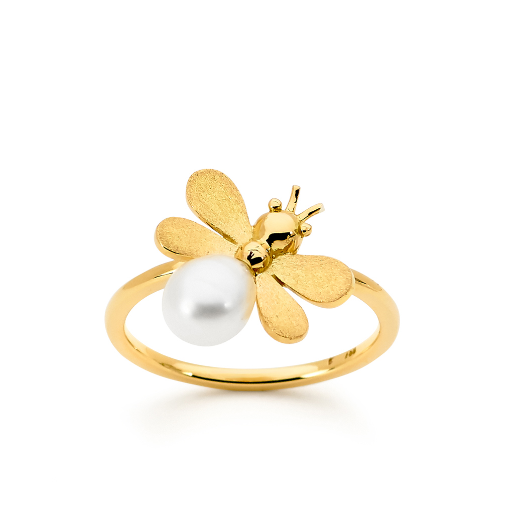 Allure Baby Bumblebee South Sea Keshi Pearl Ring