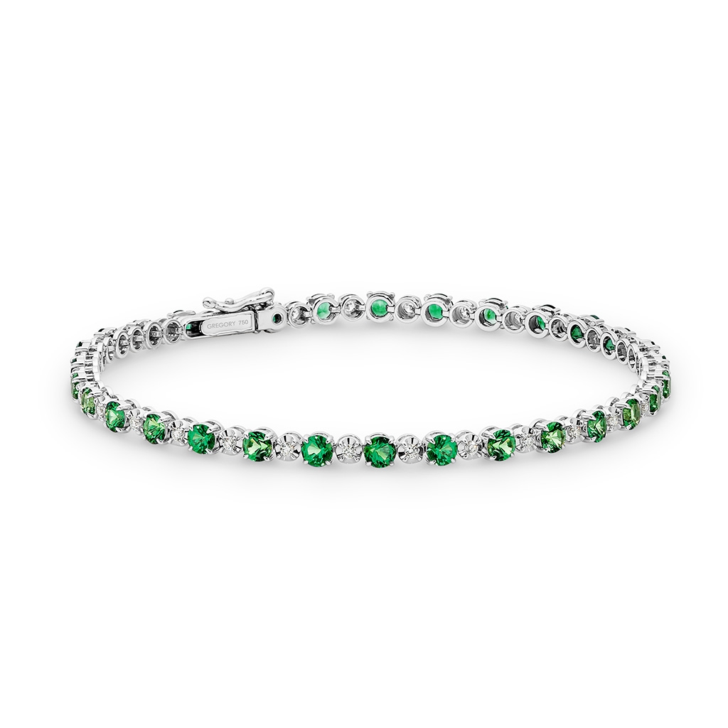 Tsavorite Garnet &#038; Diamond Tennis Bracelet