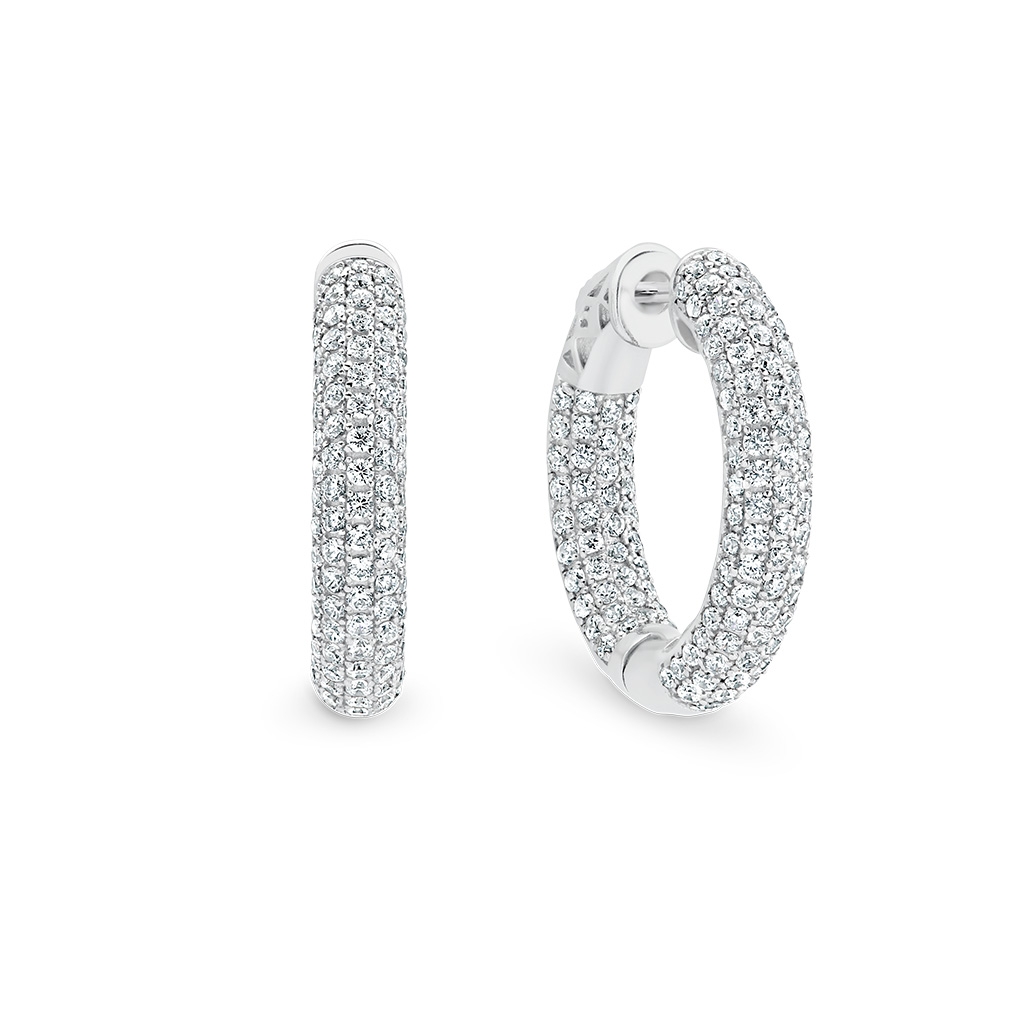 Cubic Zirconia Silver Pave Hoop Sophia Earrings