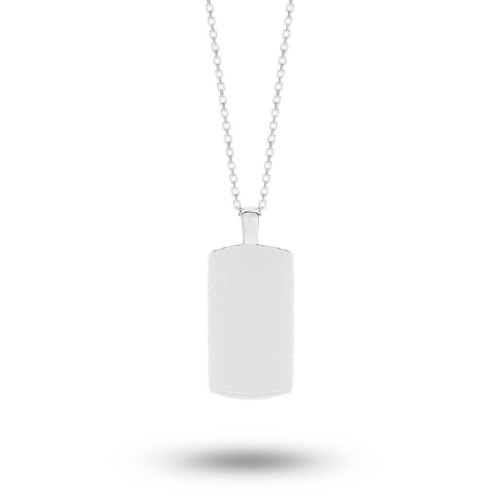 Sterling Silver Chevron Edge Tag Necklace