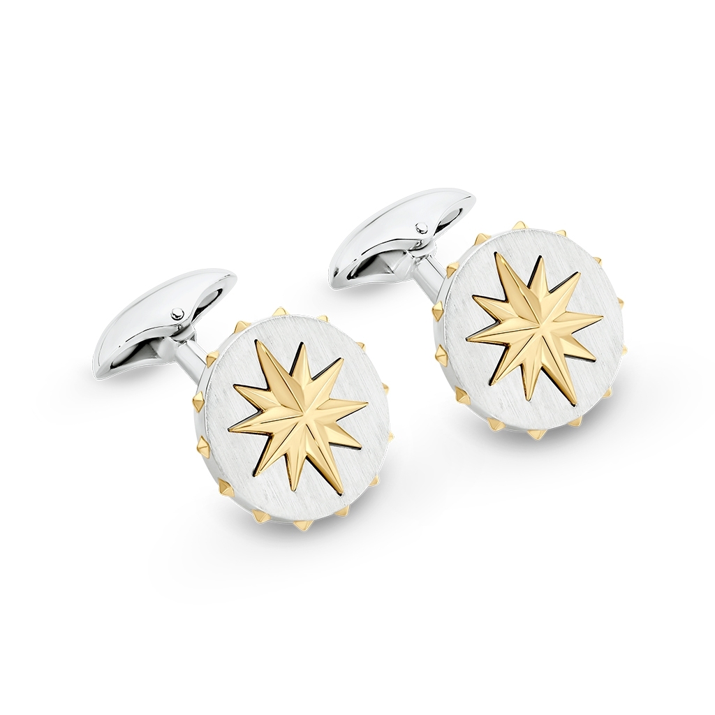 Sterling Silver &#038; Gold Plate North Star Cufflinks