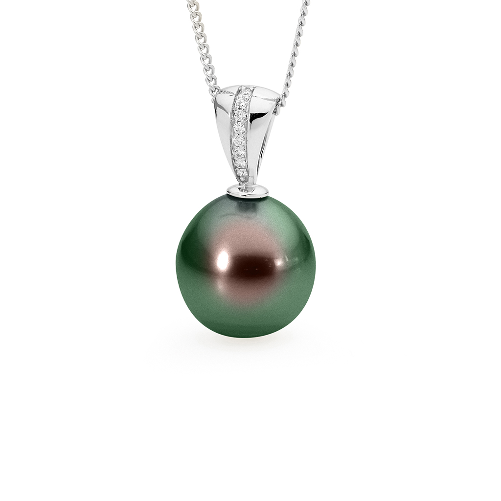 Allure Tahitian Pearl &#038; Diamond V Bale Pendant