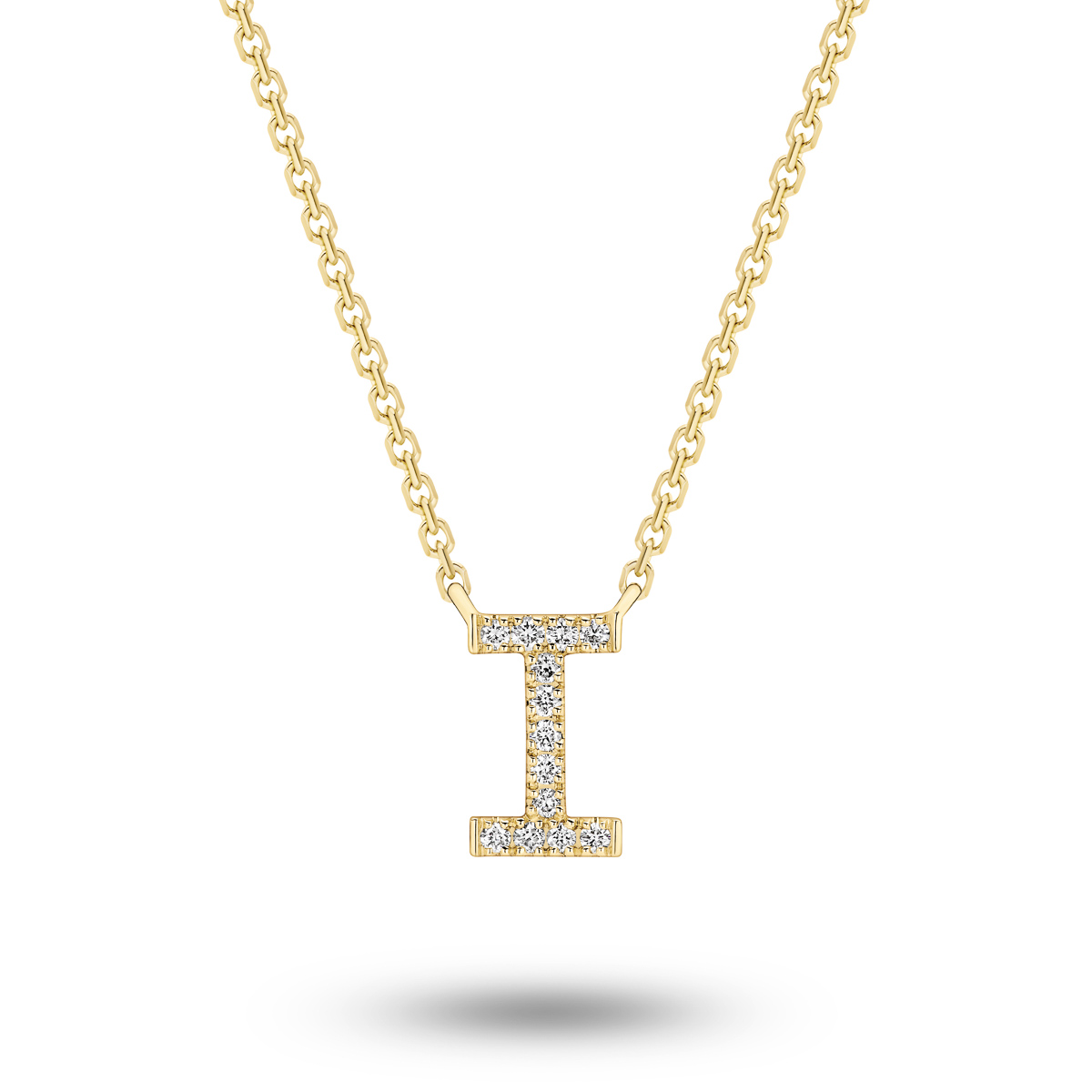 18K Diamond Set Initial I Necklace