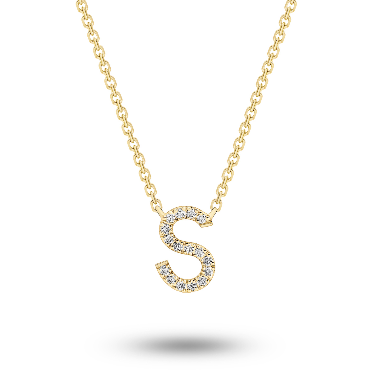 18K Diamond Set Initial S Necklace